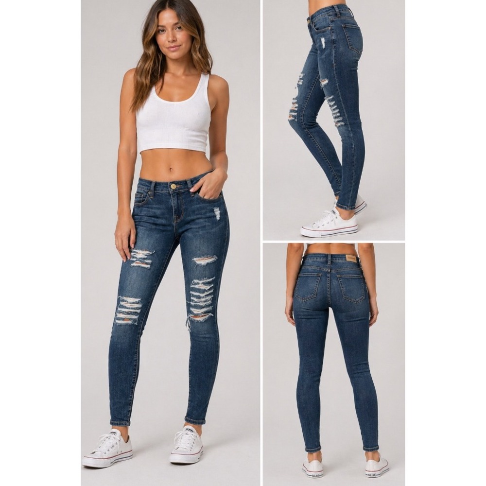 FRAME Jeans Womens 25 Blue Le Skinny de Jeanne Distressed Denim‎ Y2K Grunge
